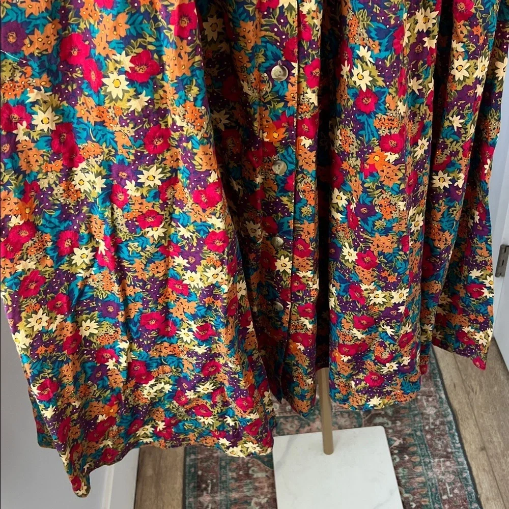 Vintage VTG Floral Print Midi Circle Skirt by Liz Sport Size 12 / XL - Picture 7 of 8